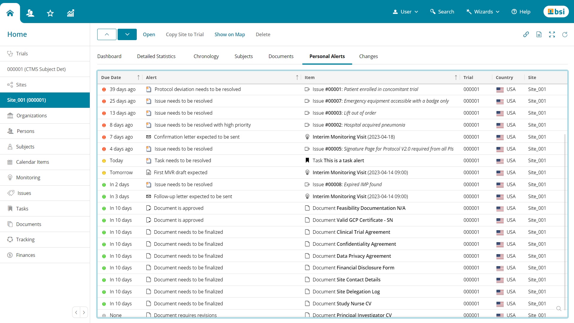 screenshot of BSI CTMS